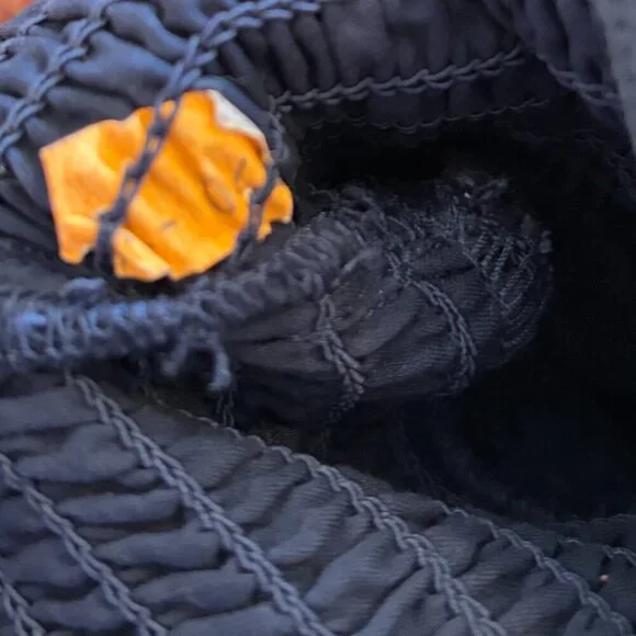 Ann Taylor Smocked Scalloped Tiered Maxi Dress XL navy blue white ruffle - Picture 8 of 10